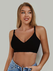 Soft Wireless Bra with Scallop Trim
