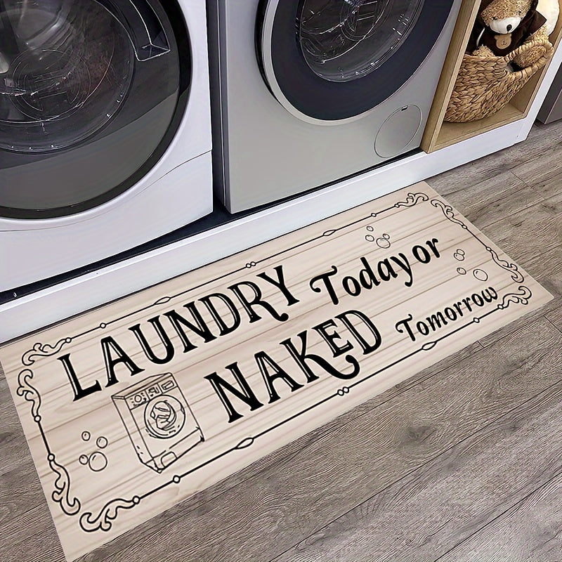Laundry Room Runner Rug Non Slip Floor Mat Wooden Board Letter Hallway Entry Rug