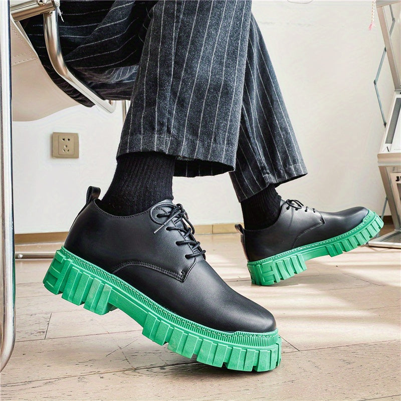 Men's Platform Derby Shoes Preppy Style Lace up Front Dress Shoes