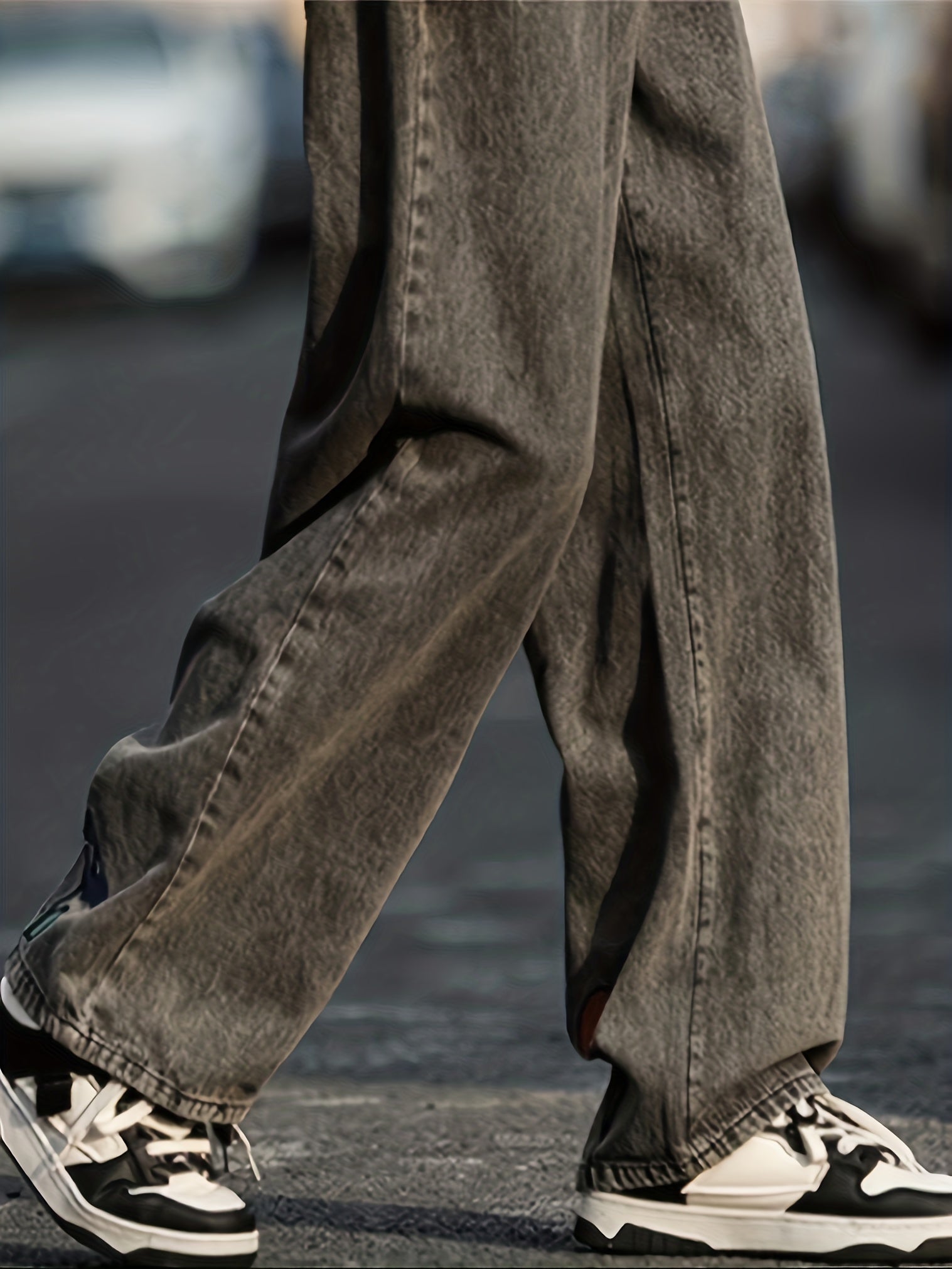 Floral Pattern Wide Leg Pants Men Street Style Jeans
