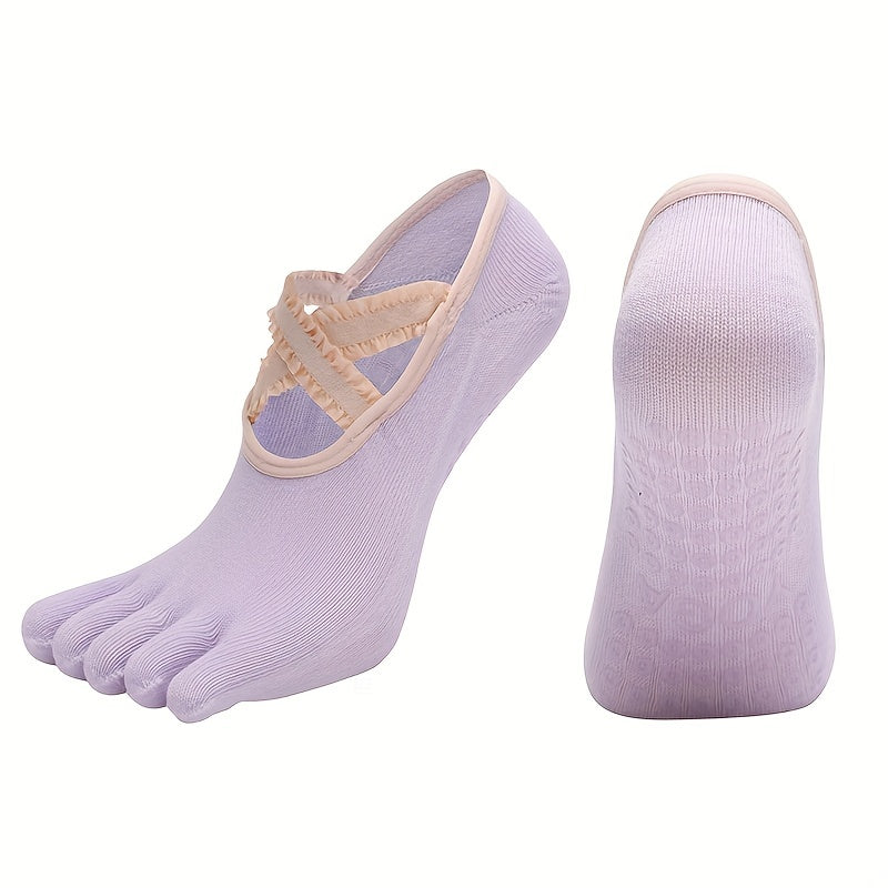 5 Toe Yoga Socks Cross Strap Dance Socks Sports Full Toe Floor Sock