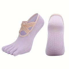 5 Toe Yoga Socks Cross Strap Dance Socks Sports Full Toe Floor Sock