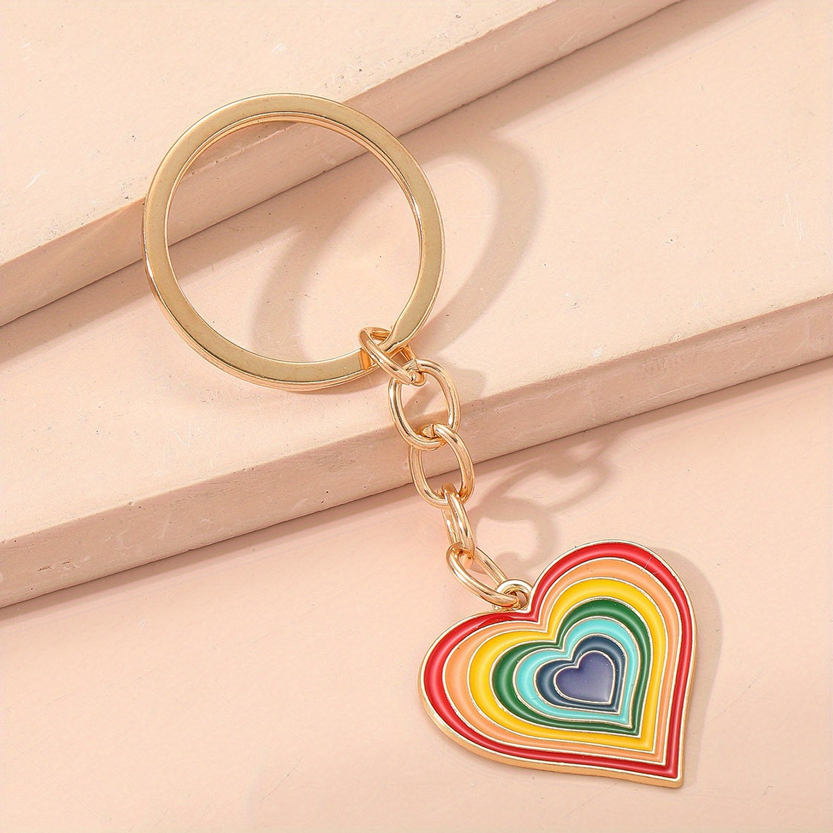 Rainbow Heart Keychain Bag Charm - Pride Month Gift