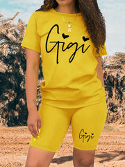 Sporty Two-piece Set Casual T-shirt & Shorts Outfit