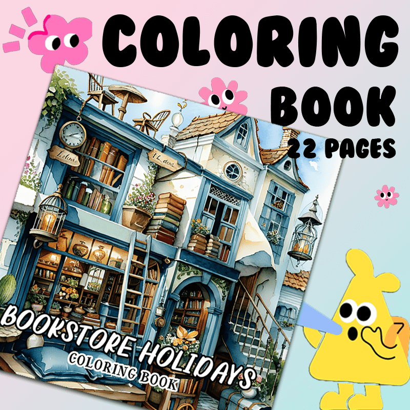 Deluxe Edition Adult Coloring Book Unique Bookshelf & Cozy for Family Friends
