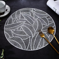 Leaf PVC Hollow Out Round Placemat Heat Insulation Mat