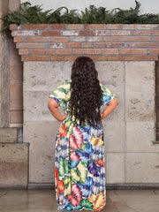 Floral Print Knot Front Crop Top & Maxi Skirt Set