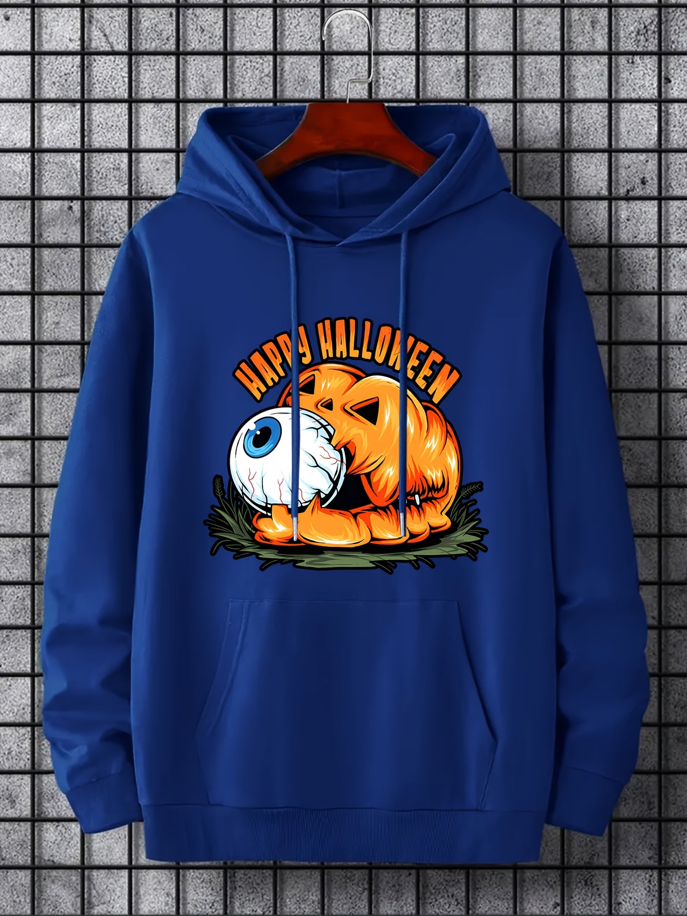 Men's Eyeball & Pumpkin Graphic Hoodie Halloween Style