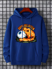 Men's Eyeball & Pumpkin Graphic Hoodie Halloween Style