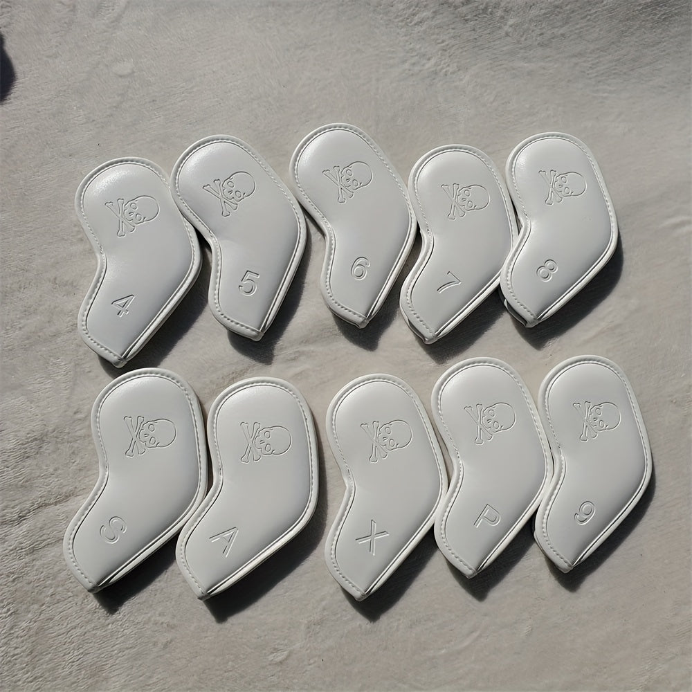 10Pcs Skull Golf Iron Head Covers Set Waterproof Faux Leather Accessories