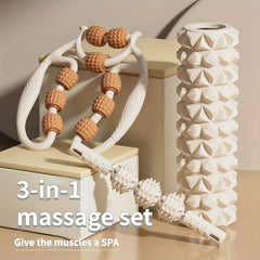 Yoga Training Kit: 3 Wheels Roller, Massage Column, Leg Clamps