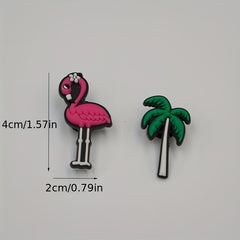 2pcs Flame Bird & Coconut Tree Shoe Charms for Clogs Sandals