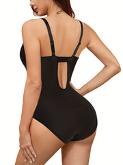 Deep V Mesh Slimmer Bodysuit Sleeveless Tummy Control Body Shaper