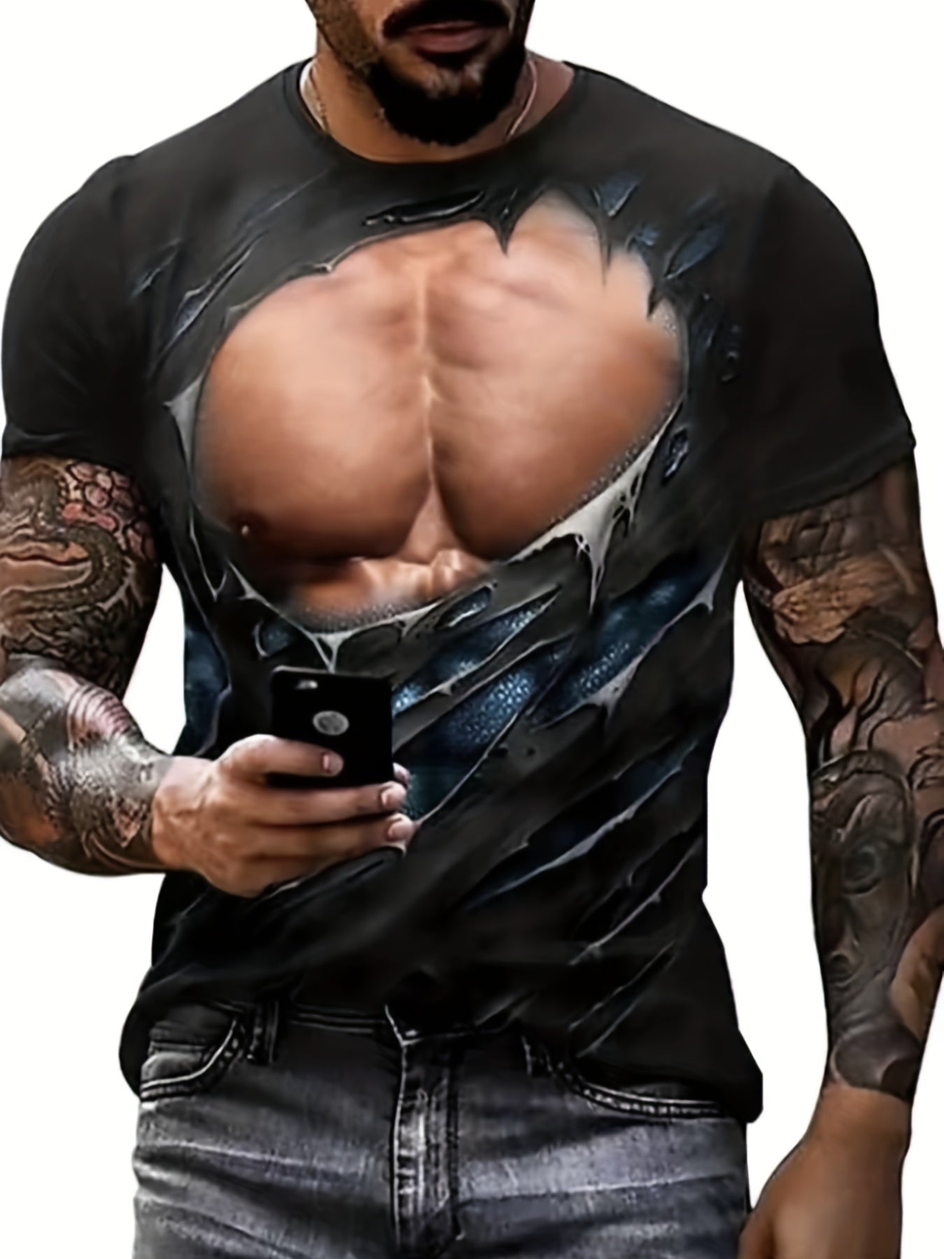 Men's Muscle Graphic T Shirt 3D Print Active Stretch for Summer Outdoors
