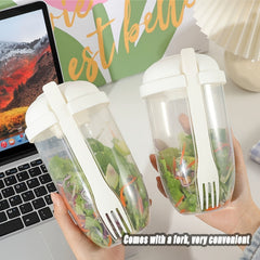 Portable Mason Cup with Fork Lid for Breakfast Salads Sauces - Outdoor Fitness