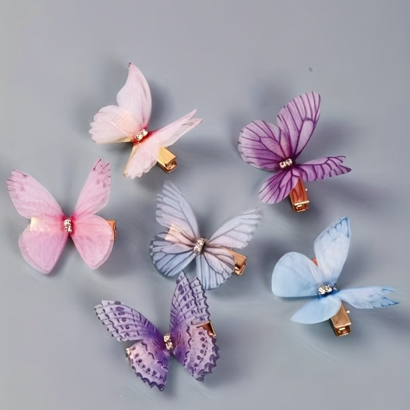 6-Piece Butterfly Hair Clip Set for Girls' Hair Styles