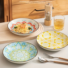 4 Pcs Ceramic Plate 20 32 Cm Floral Pattern Porcelain Dinner Plate