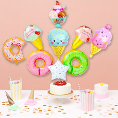 9Pcs Ice Cream Balloons Set Large Foil Mylar Balloons for Ice Cream Party Decor