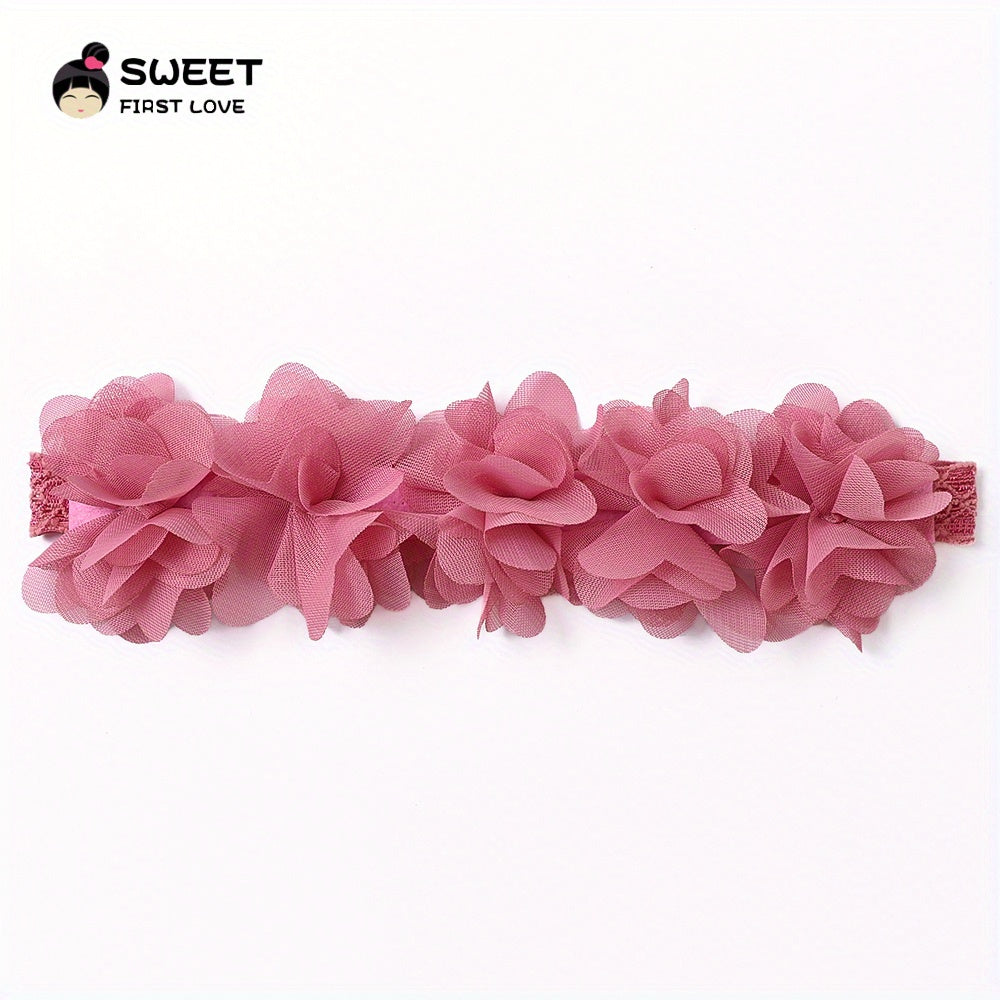 Soft Chiffon Flower Elastic Headband for Baby Girls