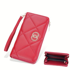Women's Long Style Leather Wallet With Zipper