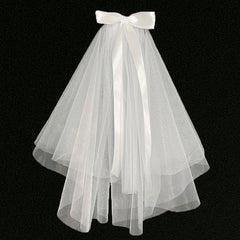 Bride's Pearl Bow Veil Head Jewelry