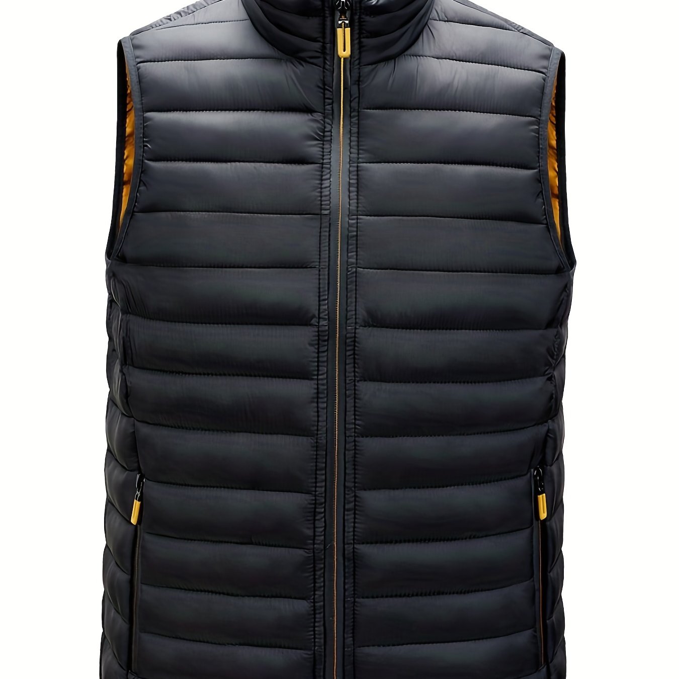 Men's Winter Vest Zipper Pockets Stand Collar Zip Up