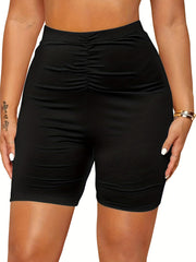 Ribbed High Rise Stretchy Skinny Shorts