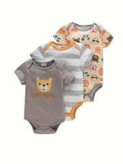 3pcs Baby Graphic One-piece Clothes Newborn Cotton Summer Romper