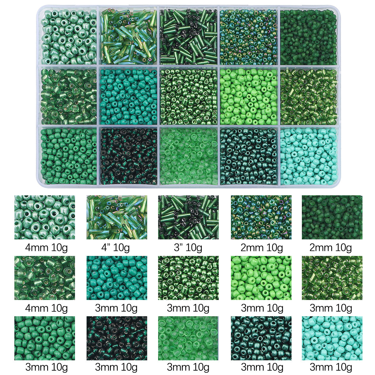 Rice & Tube Bead Set w/ 15 Grid Boxes - 1 Pack