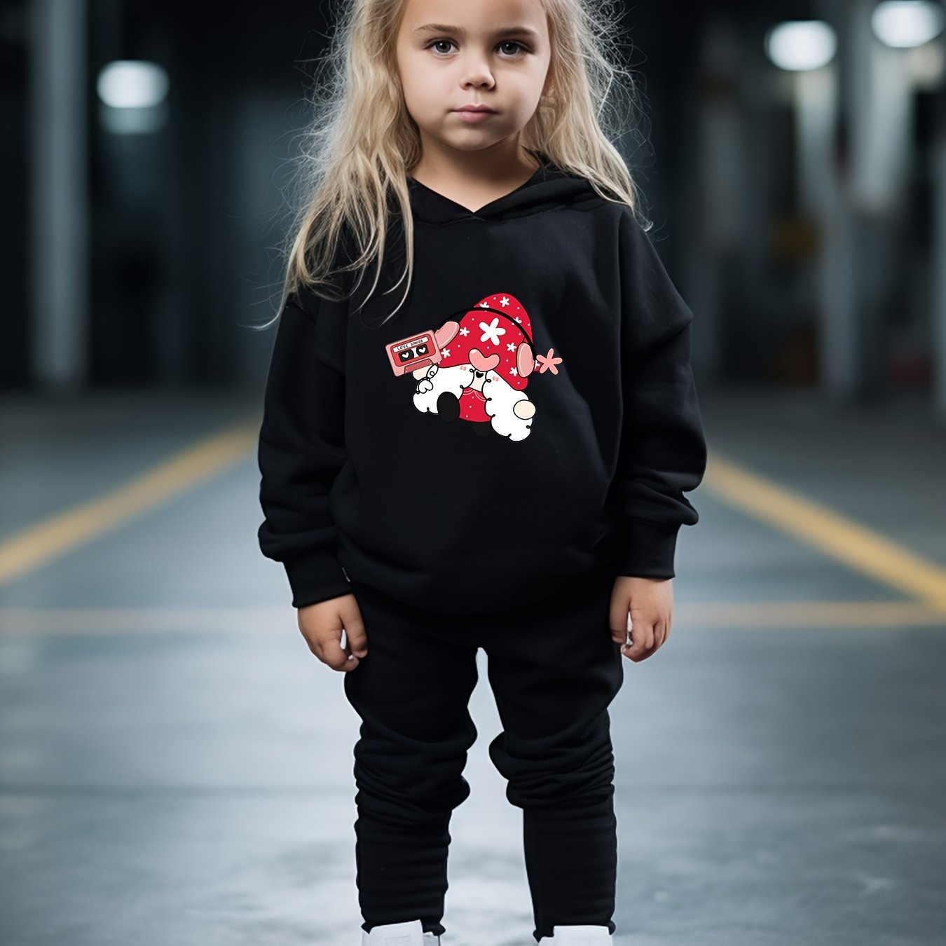 OERYUI 2pcs Santa Gnome Print Hoodies Pants Set For Girls Boys