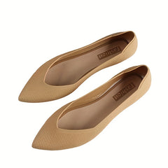 Women's Pointed Toe Ballet Flats Soft Sole Slip On Knit Shoes