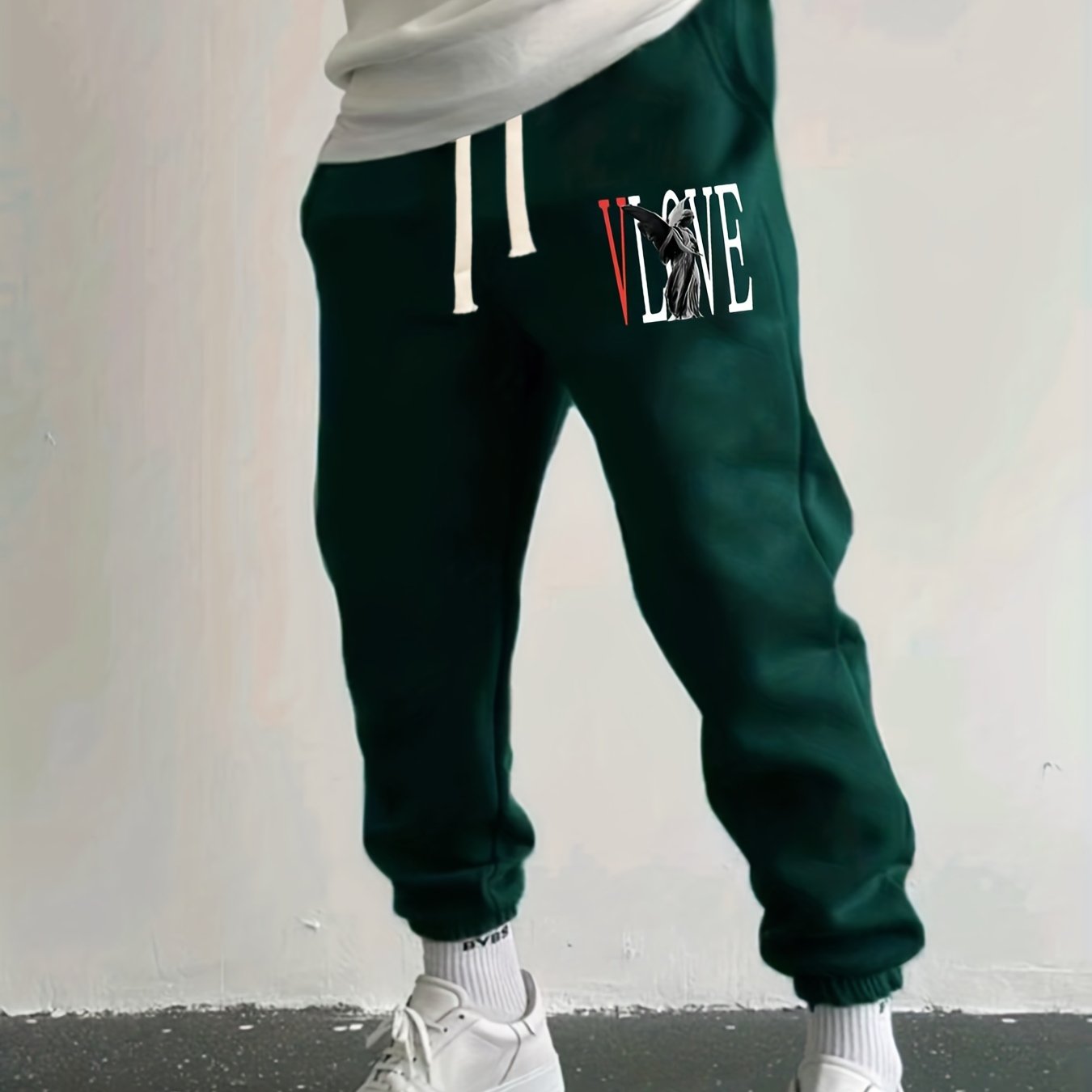 Vlove Men's Active Joggers with Stretchy Fabric and Print Sweatpants