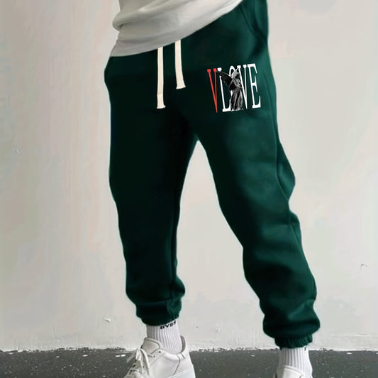 Vlove Men's Active Joggers with Stretchy Fabric and Print Sweatpants