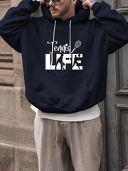 TENNIS LIFE Men's Graphic Print Hoodie Comfy Hooded Pullover