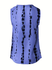 Tie Dye V-Neck Knot Tank Top Sleeveless Casual Summer Women's Clothing