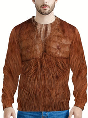 Funny Hairy Print Men's Crew Neck Long Sleeve Sweatshirt