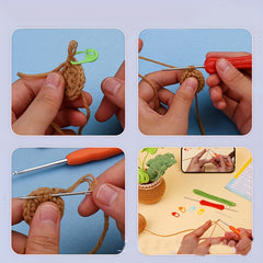 Hand Woven Bamboo Potted Crochet Yarn Kit with English Manual