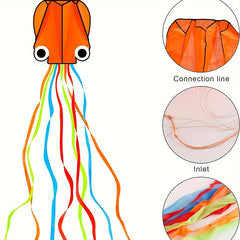 Large Octopus Kite with Colorful Tail for Adults - Beginner Outdoor Kite