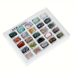 25pcs Rock & Mineral Collection Kit Geology Crystal Stone Fossils Science