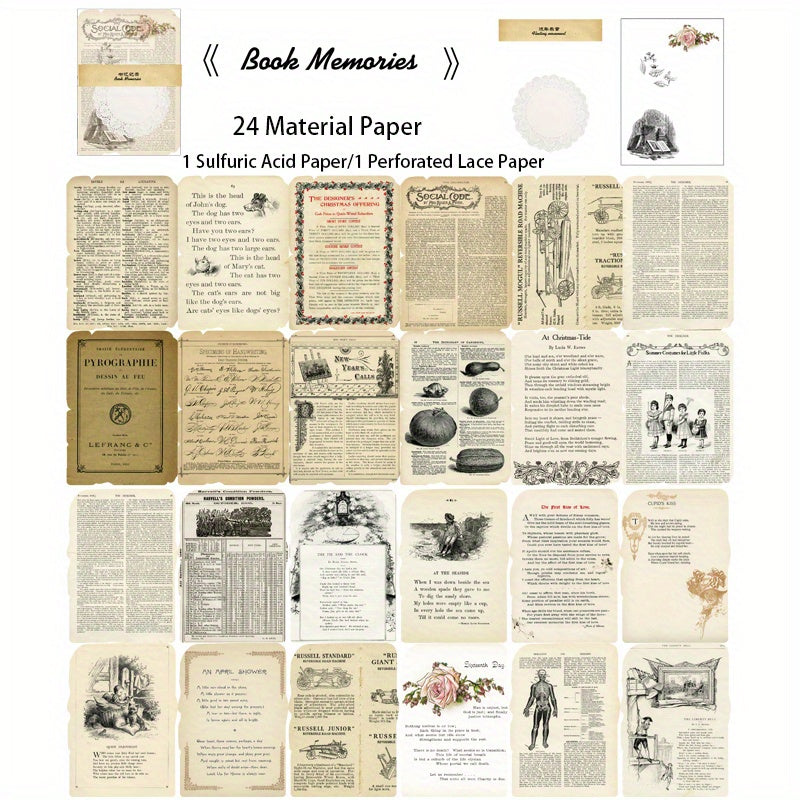 26 Sheets Scrapbooking Paper with Lace Cutout 16.99x11.99 cm