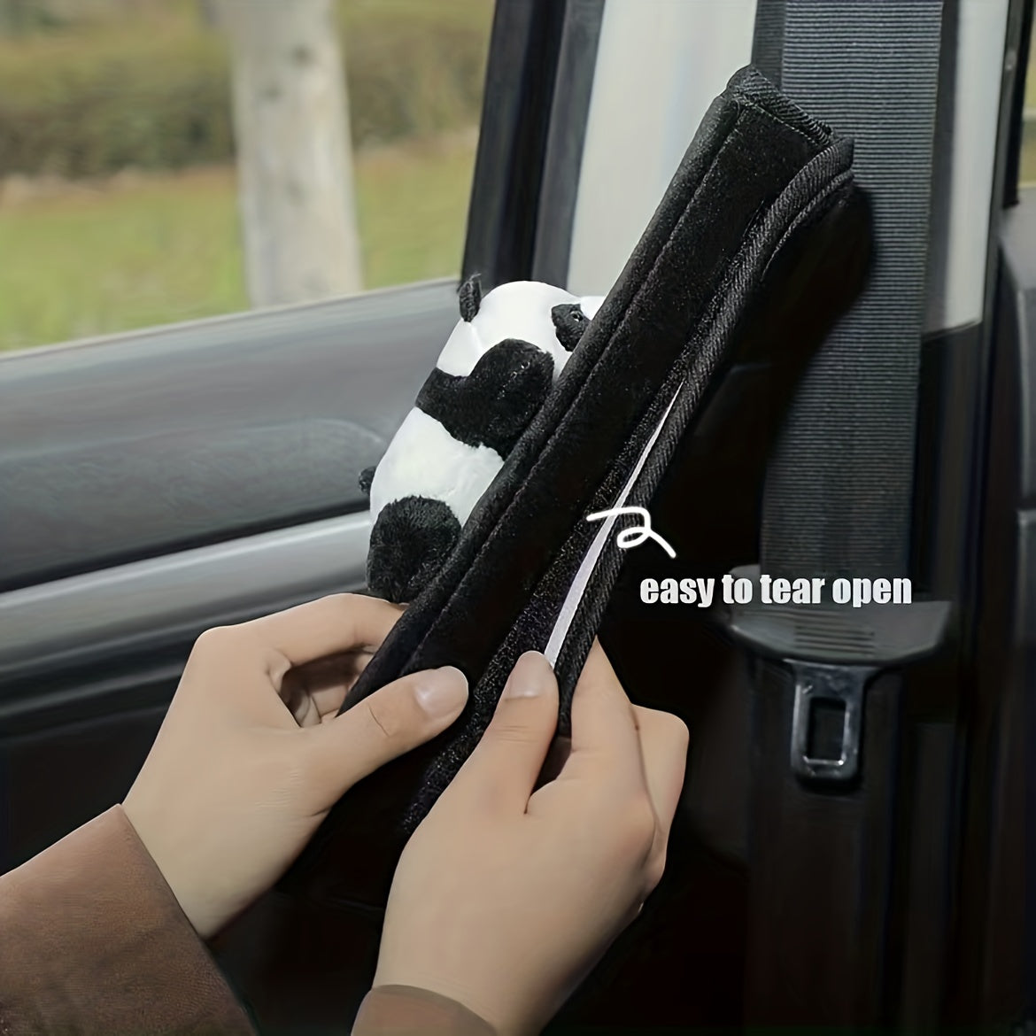 Panda Seat Belt Fixer Plush Baby Shoulder Pad Set