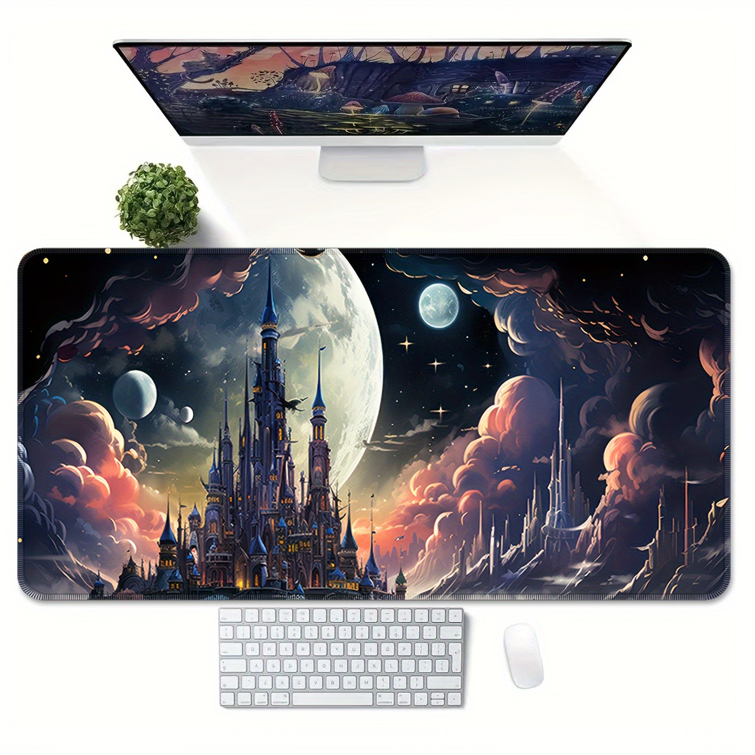 Moon Castle Mouse Pad Gaming Non-slip Base Waterproof Gamer Office Home