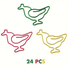 24pcs Chickens Metal Paper Clips Bookmarks Office School Stationery