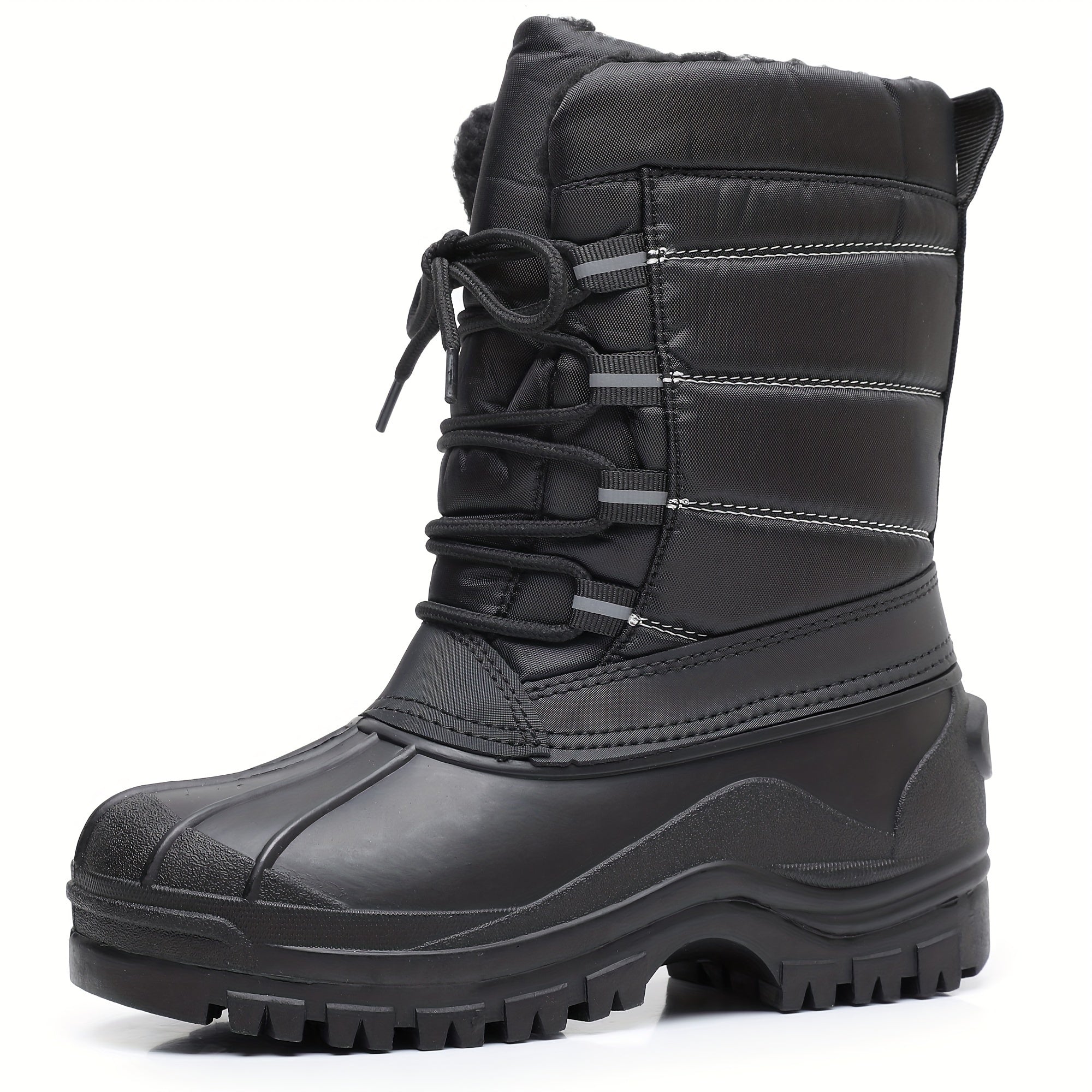 Boy's Cozy High Top Snow Boots Warm Fleece Plush Comfy Outdoor Hiking Shoes
