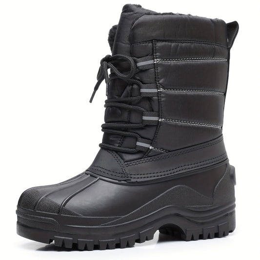 Boy's Cozy High Top Snow Boots Warm Fleece Plush Comfy Outdoor Hiking Shoes