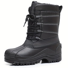 Boy's Cozy High Top Snow Boots Warm Fleece Plush Comfy Outdoor Hiking Shoes
