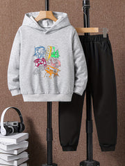 Boys Colorful Game Controller Print Hoodie & Sweatpants Set
