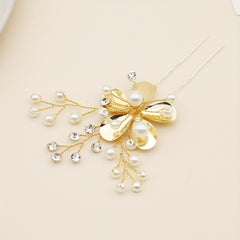 Alloy Leaf Faux Pearl Hairpin Bridal Wedding Party Favor Decorations
