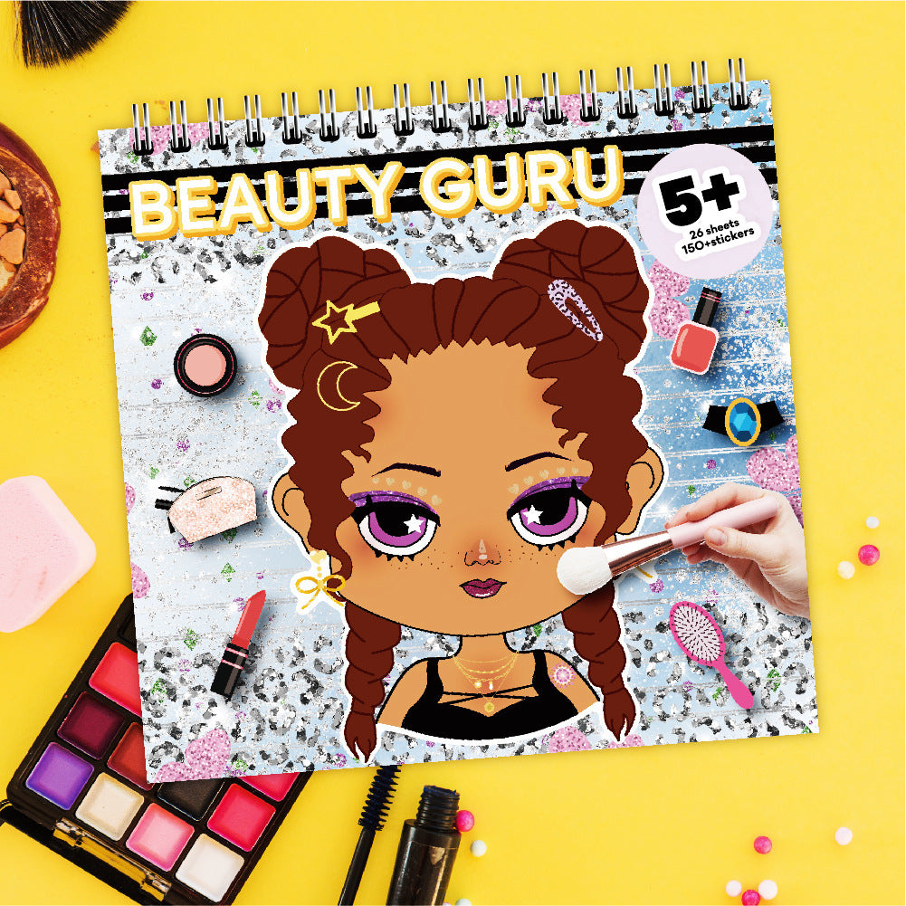 DIY Beauty Art Coloring Book for Kids with Makeup Stickers