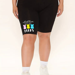 Women's Plus Rabbit Print High Rise Biker Shorts